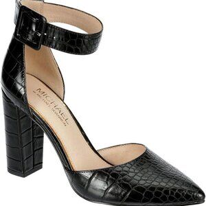 Snake print black heels